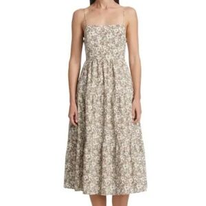 Rails Dress Women's S Beige Brown Leni Floral Tiered Midi Lined Summer Beach